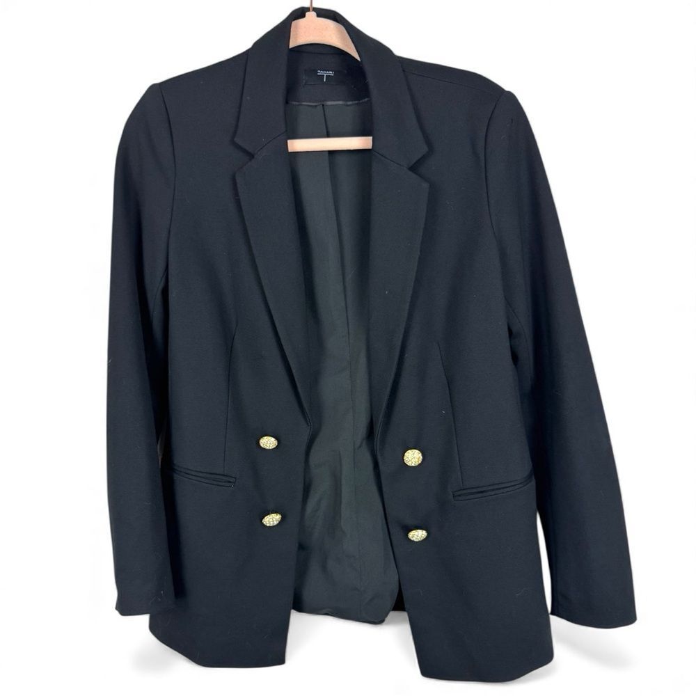 T Tahari Open-Front Rhinestone Button Detail Blazer sz 4